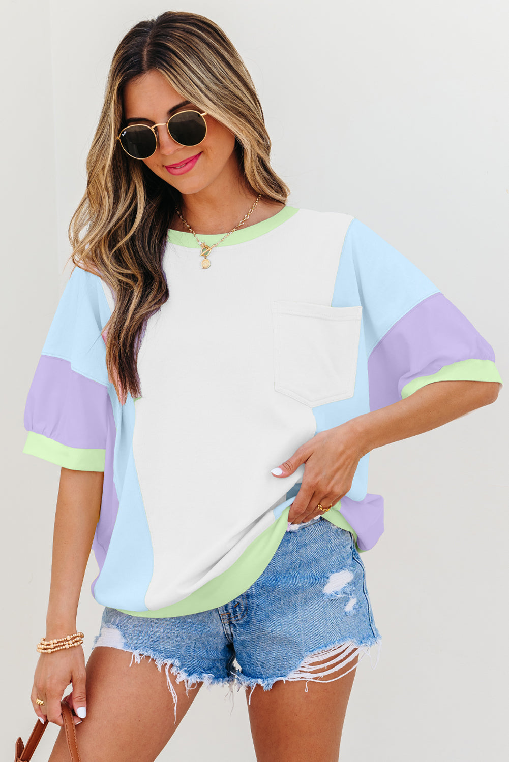 🐚Seashell Patch Colorblock Tee🤍