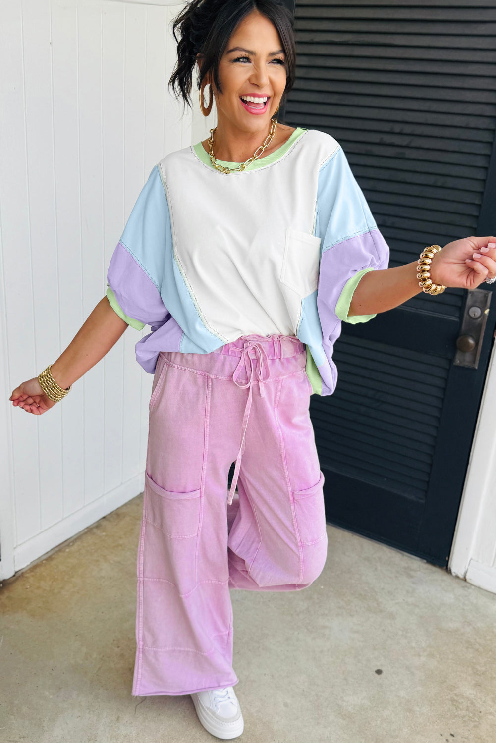 🐚Seashell Patch Colorblock Tee🤍