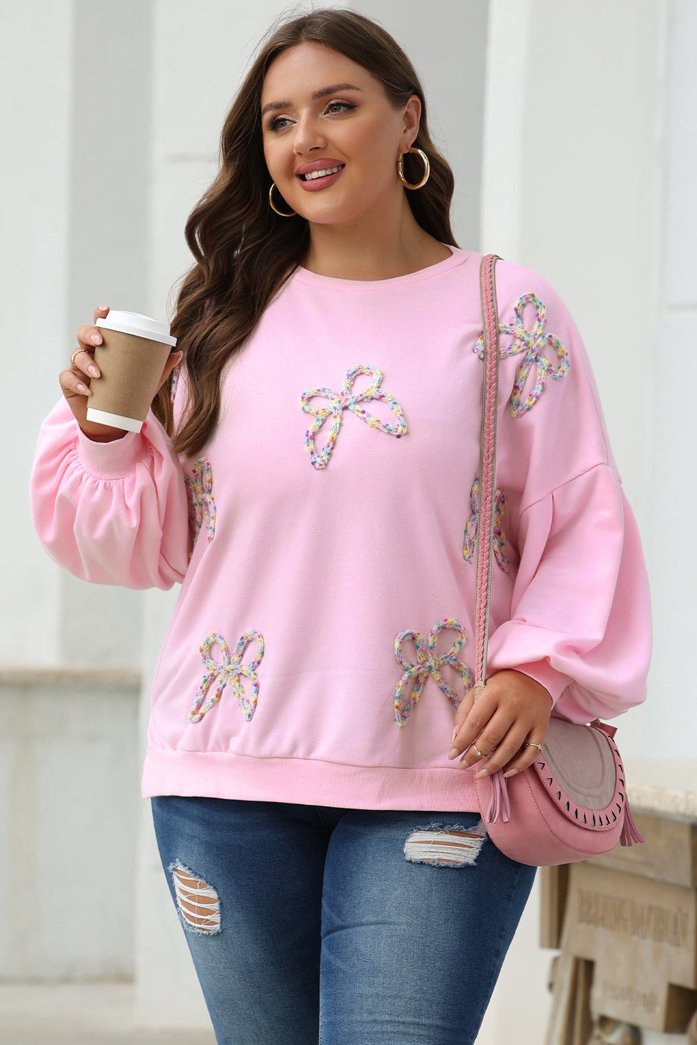 🐚Seafoam Bow Lantern Pullover🎀