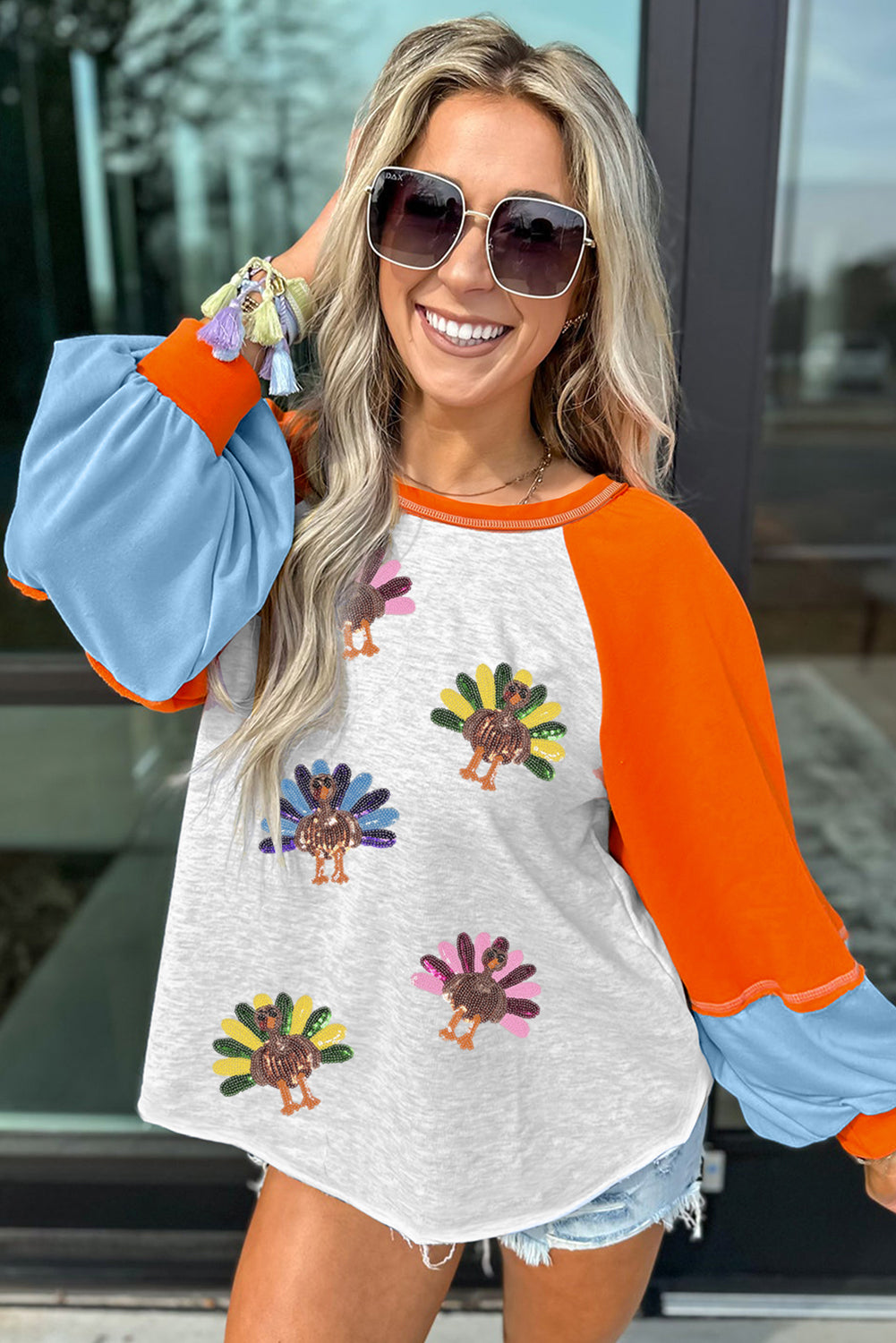 🦃 Shimmer & Stuffing Raglan Tee