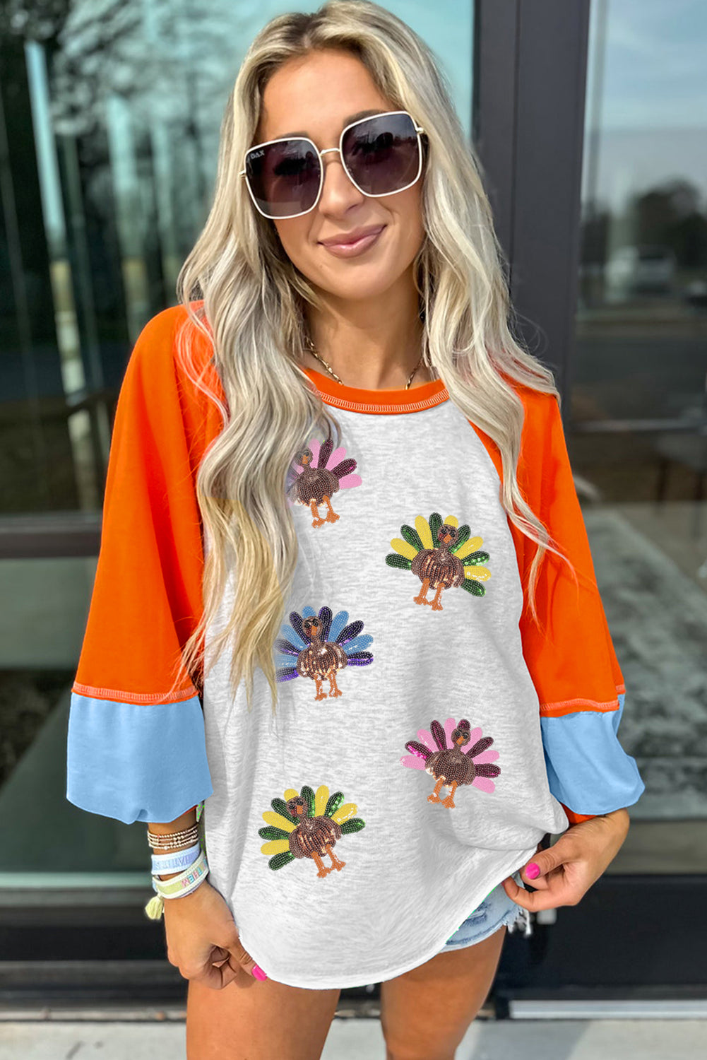 🦃 Shimmer & Stuffing Raglan Tee