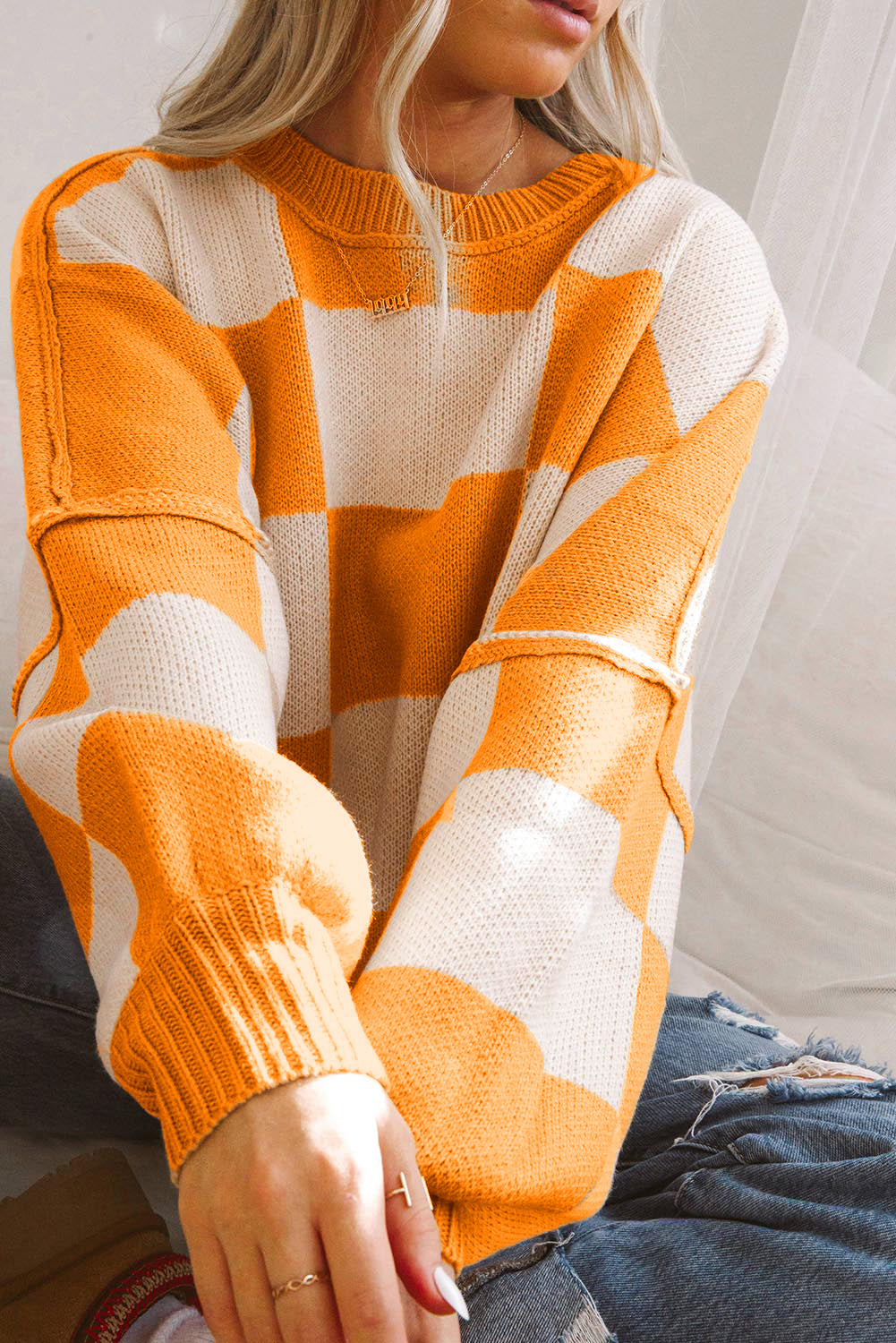 💗Tide Treasure Checkered Sweater🌊