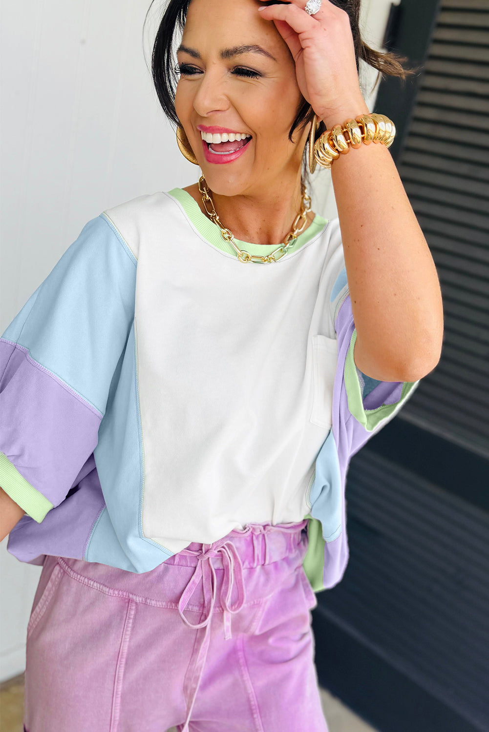 🐚Seashell Patch Colorblock Tee🤍