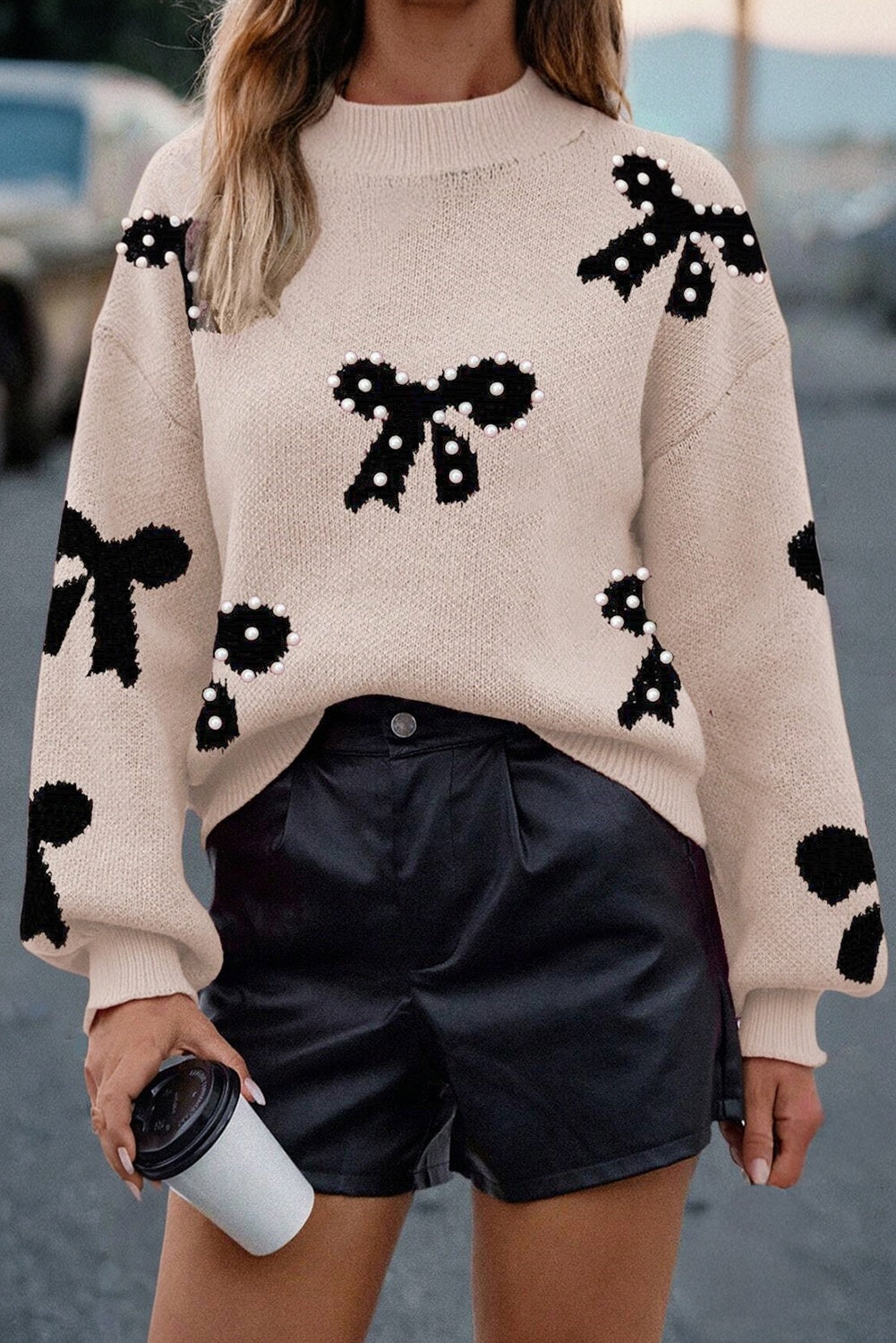 ⚪Pearls & Tides Bow Sweater🎀
