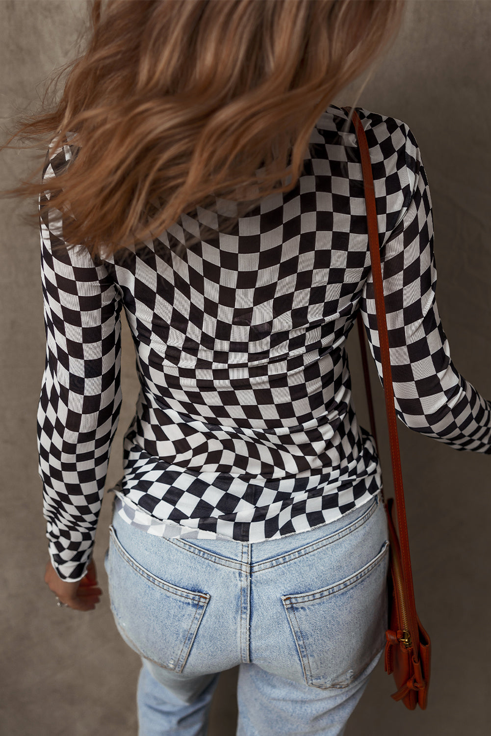 🖤Midnight Tide Checkered Mesh Top🐚