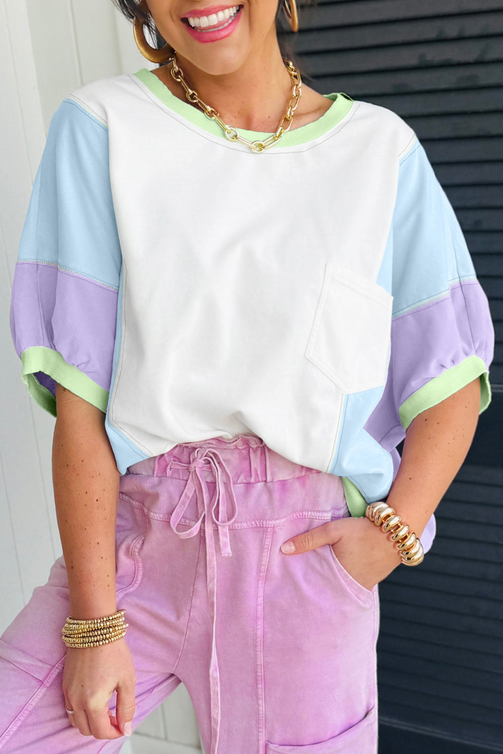 🐚Seashell Patch Colorblock Tee🤍